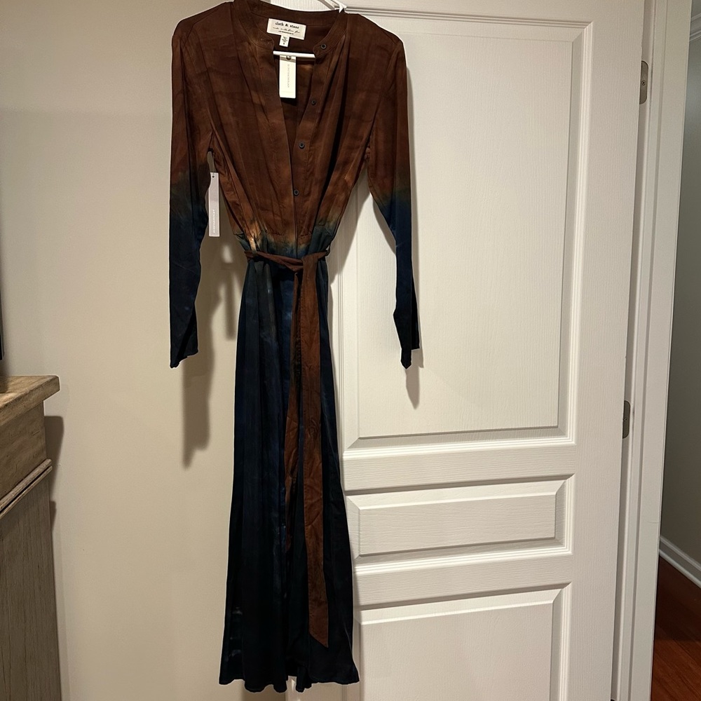NWT Anthropologie Cloth & Stone Ombre Tie Dye button down dress - Picture 7 of 11